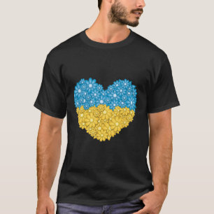 Flowers Love Ukrainian Flag T-Shirt