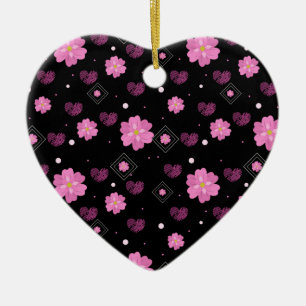 Flowers Love Valentine Pattern Ceramic Tree Decoration
