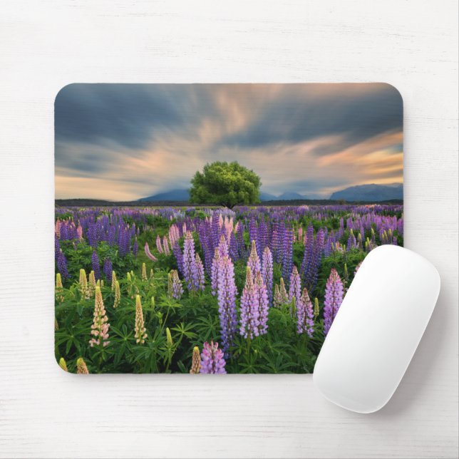 Flowers | Lupine Field in New Zealand Mouse Pad (With Mouse)