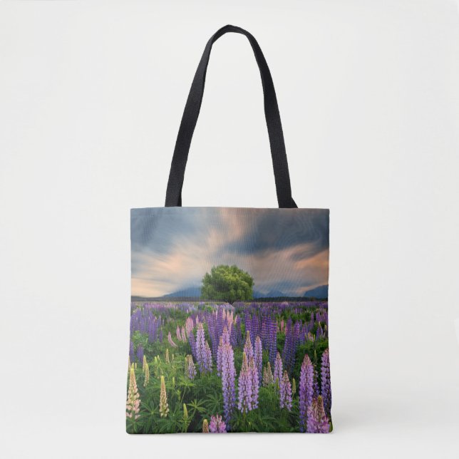 Flowers | Lupine Field in New Zealand Tote Bag (Front)