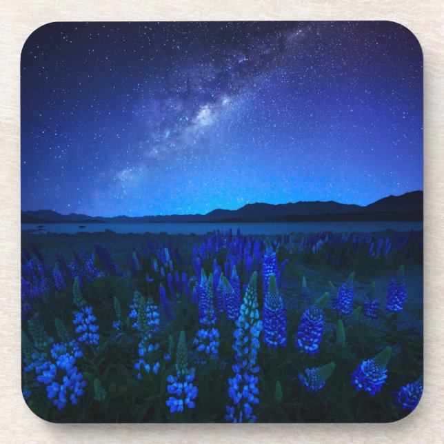 Flowers | Lupines Blooming  at Night Lake Tekapo Coaster (Front)