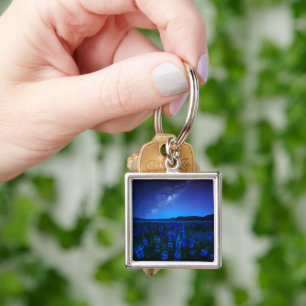 Flowers   Lupines Blooming  at Night Lake Tekapo Key Ring