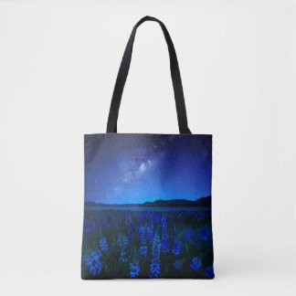 Flowers | Lupines Blooming  at Night Lake Tekapo Tote Bag