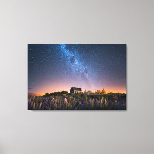 Flowers   Lupines Blooming Lake Tekapo New Zealand Canvas Print