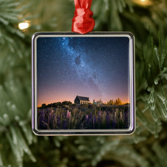 Flowers | Lupines Blooming Lake Tekapo New Zealand Metal Tree Decoration (Tree)