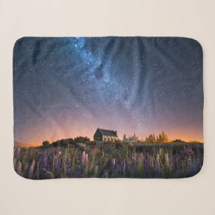 Flowers Lupines Blooming Lake Tekapo New Zealand Sherpa Blanket