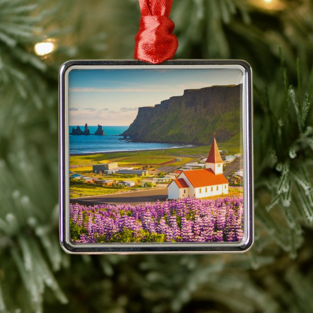 Flowers | Lupines in Bloom Southern Iceland Metal Tree Decoration (Tree)