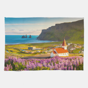 Flowers   Lupines in Bloom Southern Iceland Tea Towel