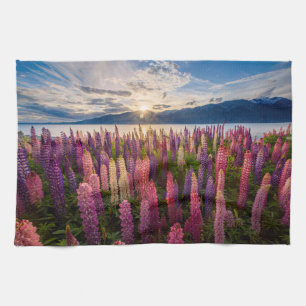 Flowers Lupines New Zealand Tea Towel
