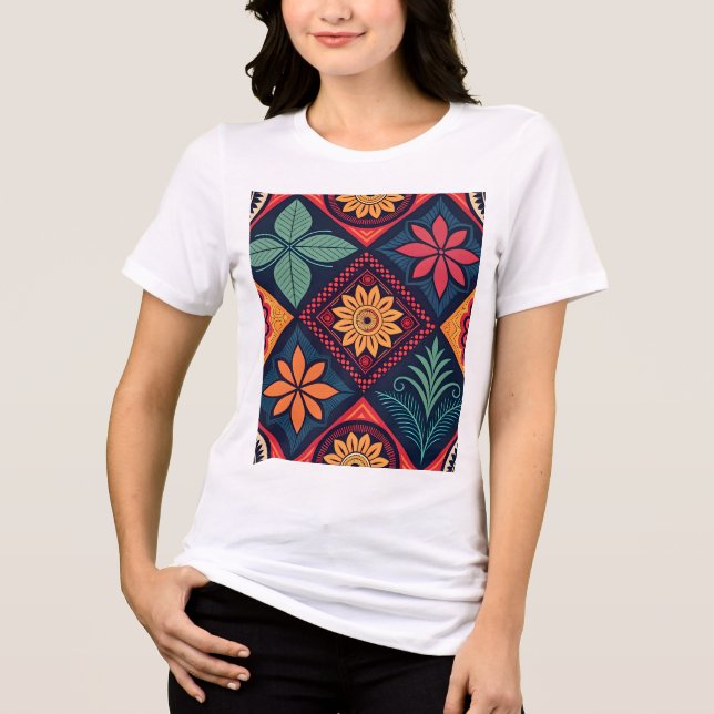 Flowers Magic Pattern Tri-Blend Shirt (Front)