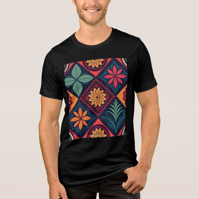 Flowers Magic Pattern Tri-Blend Shirt (Front)