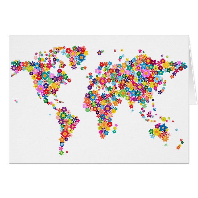 Flowers Map of the World Map (Front Horizontal)