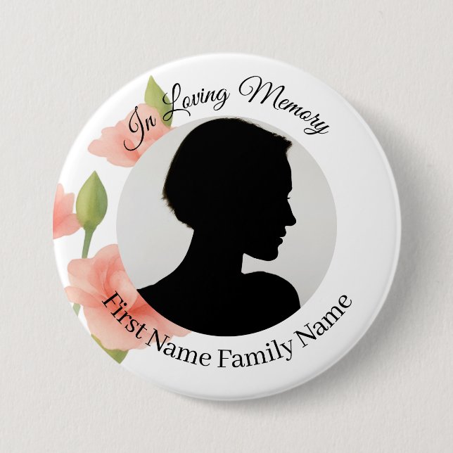 Flowers memorial photo button (Front)