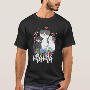 Flowers Mom & Baby Cat Mama Animal Mother's Day Mo T-Shirt