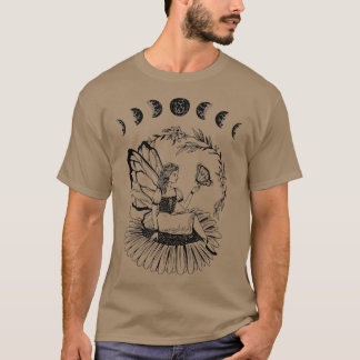 Flowers Moon Phases Butterfly Witchy Fairy Grunge  T-Shirt
