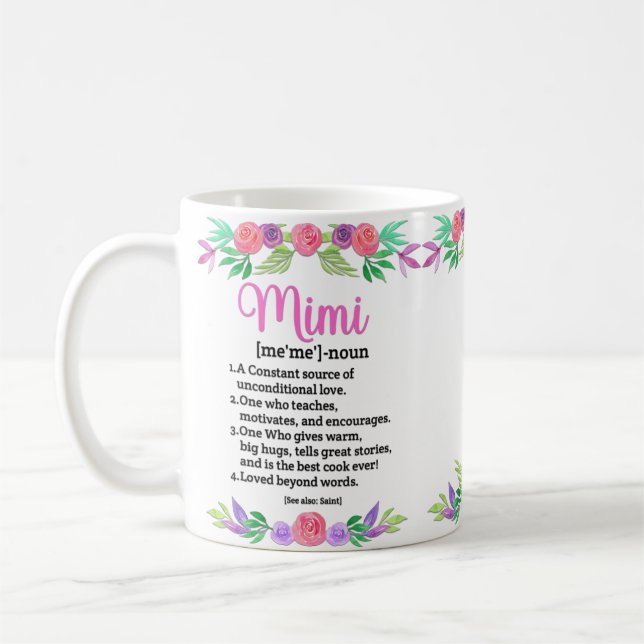 Flowers Mother's Day Definition Gift For Mimi Coffee Mug (Left)