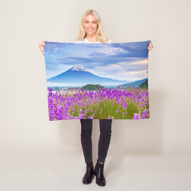 Flowers | Mount Fugi Japan Fleece Blanket (In Situ)
