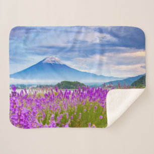 Flowers   Mount Fugi Japan Sherpa Blanket