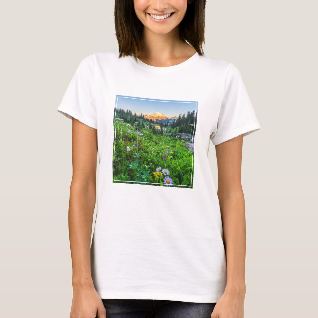 Flowers | Mount Rainier National Park T-Shirt (Front)