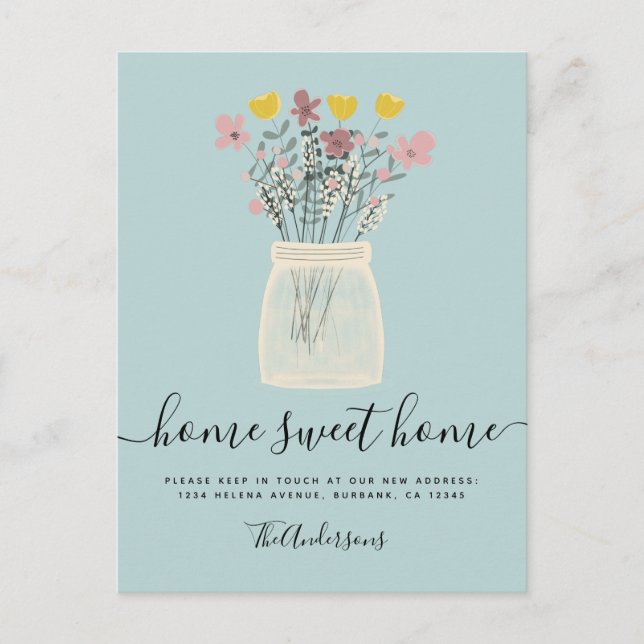 Flowers Moving House Announcement Postcard (Front)