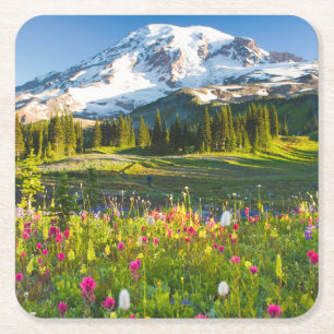 Flowers   Mt. Rainier Wildflowers Square Paper Coaster