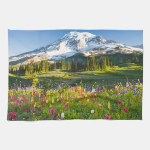 Flowers Mt. Rainier Wildflowers Tea Towel
