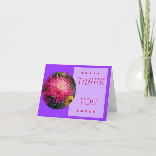 Flowers Mums Thank You Card (Front)