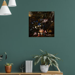 Flowers mushrooms butterflies frog & Snake Poster