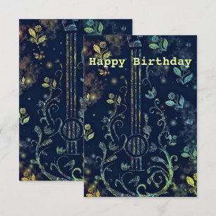 Flowers Musical Guitar Birthday Card