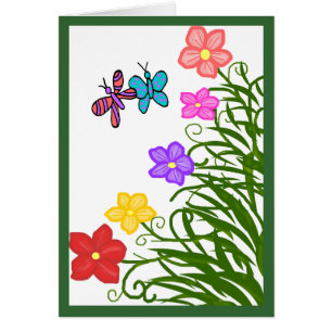Flowers N Butterflies blank card