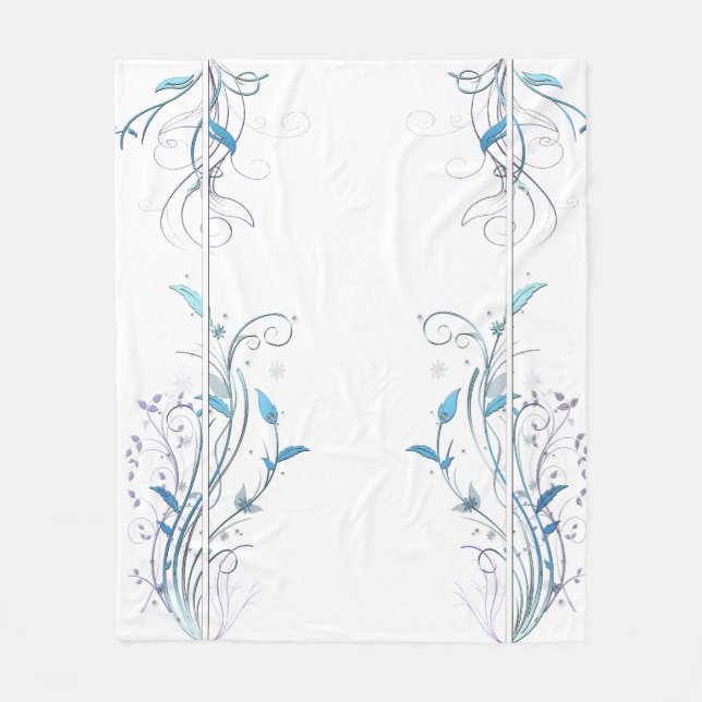 Flowers n Vines Blue Fleece Blanket (Front)