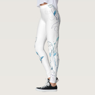 Flowers n Vines Blue Leggings