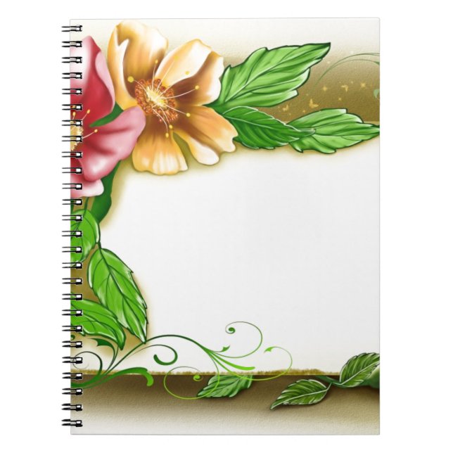 Flowers Name Tag Spiral Notebook (Front)