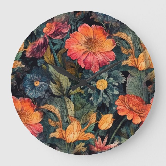 Flowers nature art  large clock (Front)
