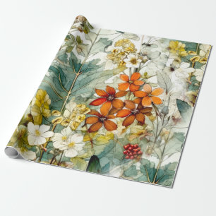 Flowers nature art wrapping paper