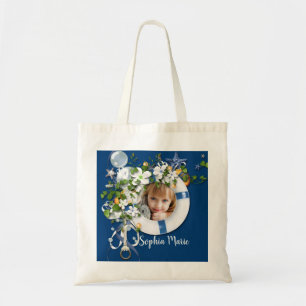 Flowers & Nautical Life Saver Photo Tote Bag