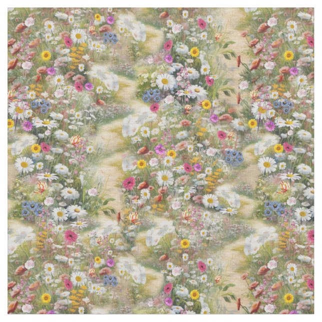 Flowers next to a path fabric (Close Up)