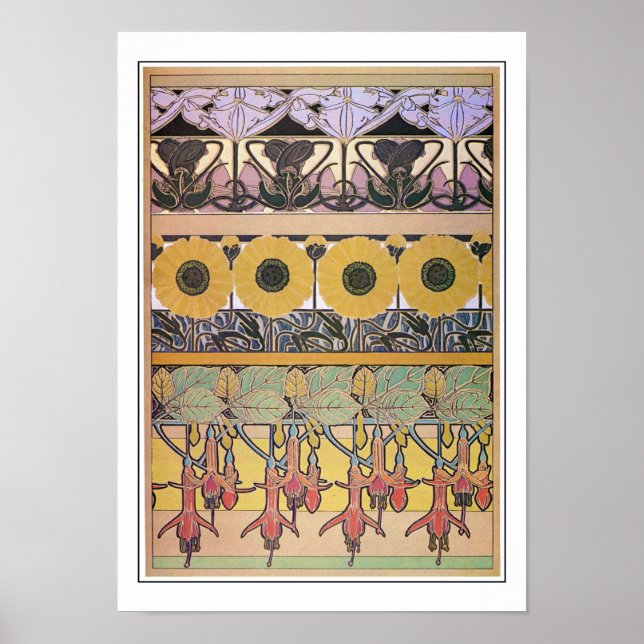 Flowers of Art Nouveau Style, Mucha Poster (Front)