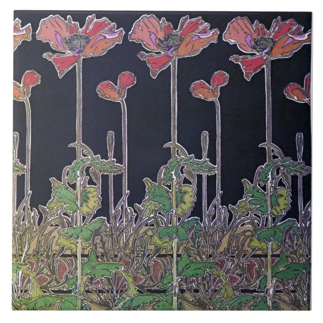 Flowers of Art Nouveau Style, Mucha Tile (Front)