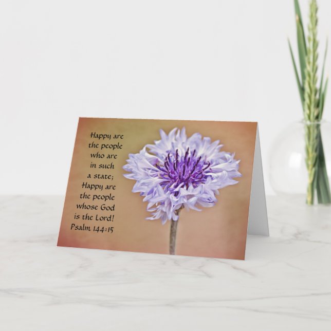 Flowers of Faith Bachelors Button Psalm Card (Front)