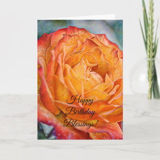 Flowers of Faith Orange Rose Birthday Card