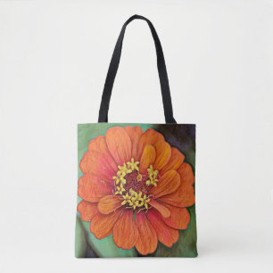 Flowers of Faith Orange Zinnia Flower Tote Bag