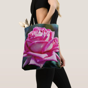 Flowers of Faith Pink Blooming Rose Tote Bag