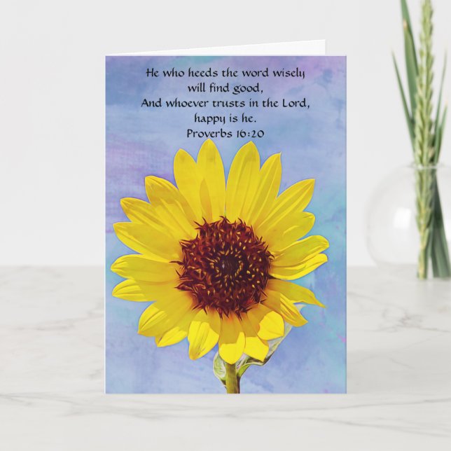 Flowers of Faith Proverbs 16:20 Note Card (Front)