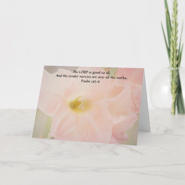 Flowers of Faith Soft Pink Flowers Scripture Card (Front)