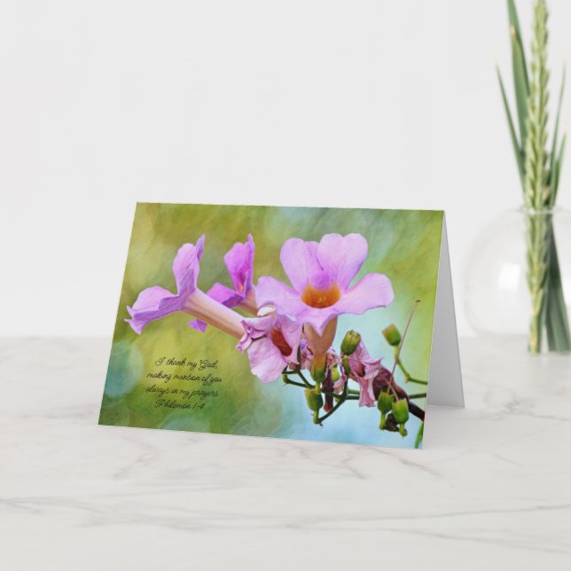 Flowers of Faith Thinking and Praying Note Card (Front)