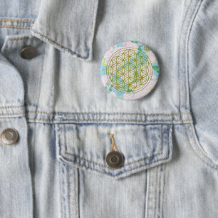 Flowers of life 6 cm round badge