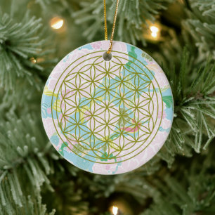 Flowers of life ceramic tree decoration