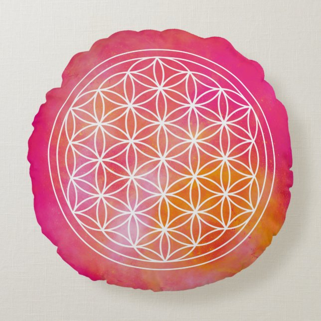 Flowers of life round cushion (Front)