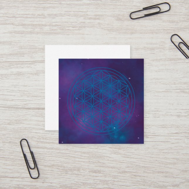 Flowers of life square business card (Front/Back In Situ)